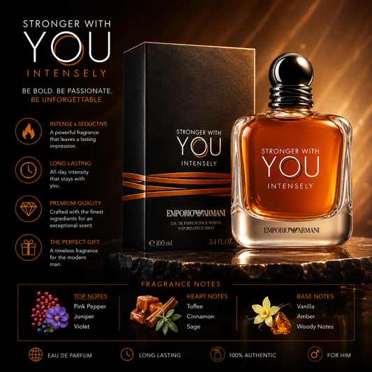 Armani Stronger With You Intensely Eau de Parfum 3.3 oz (100ml) Men's Cologne New Sealed