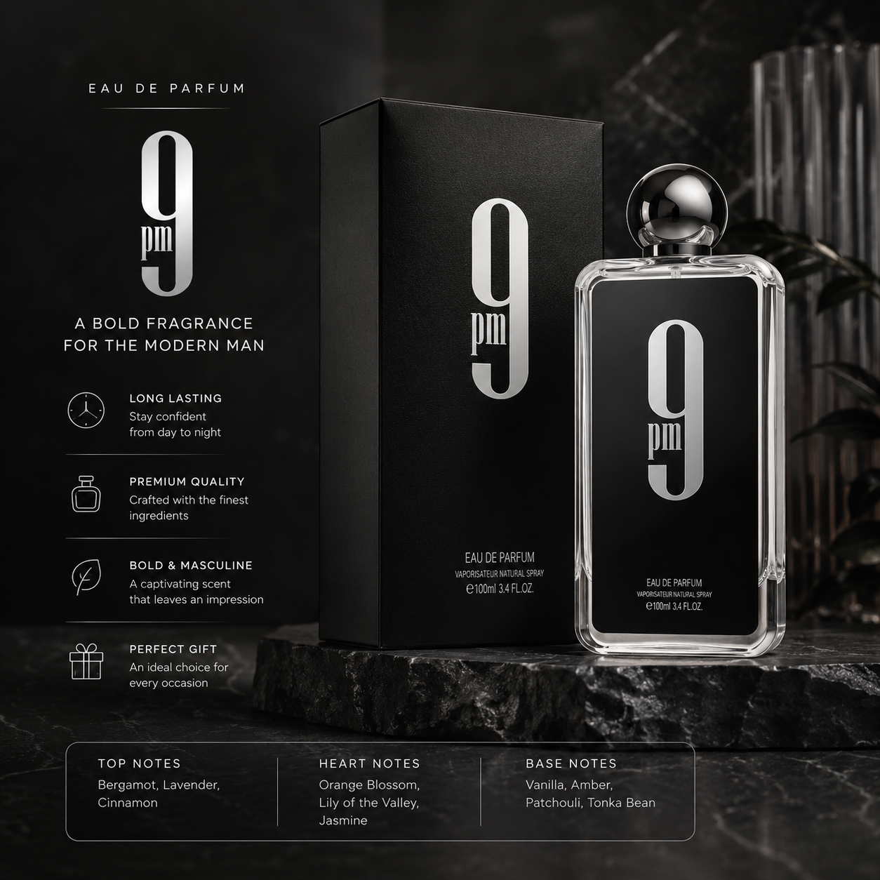 Afnan 9PM Black EDP 100ml – Rich & Seductive Men’s Fragrance