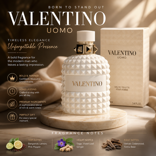 Valentino Uomo Born in Roma Ivory EDT 3.4 oz for Men
