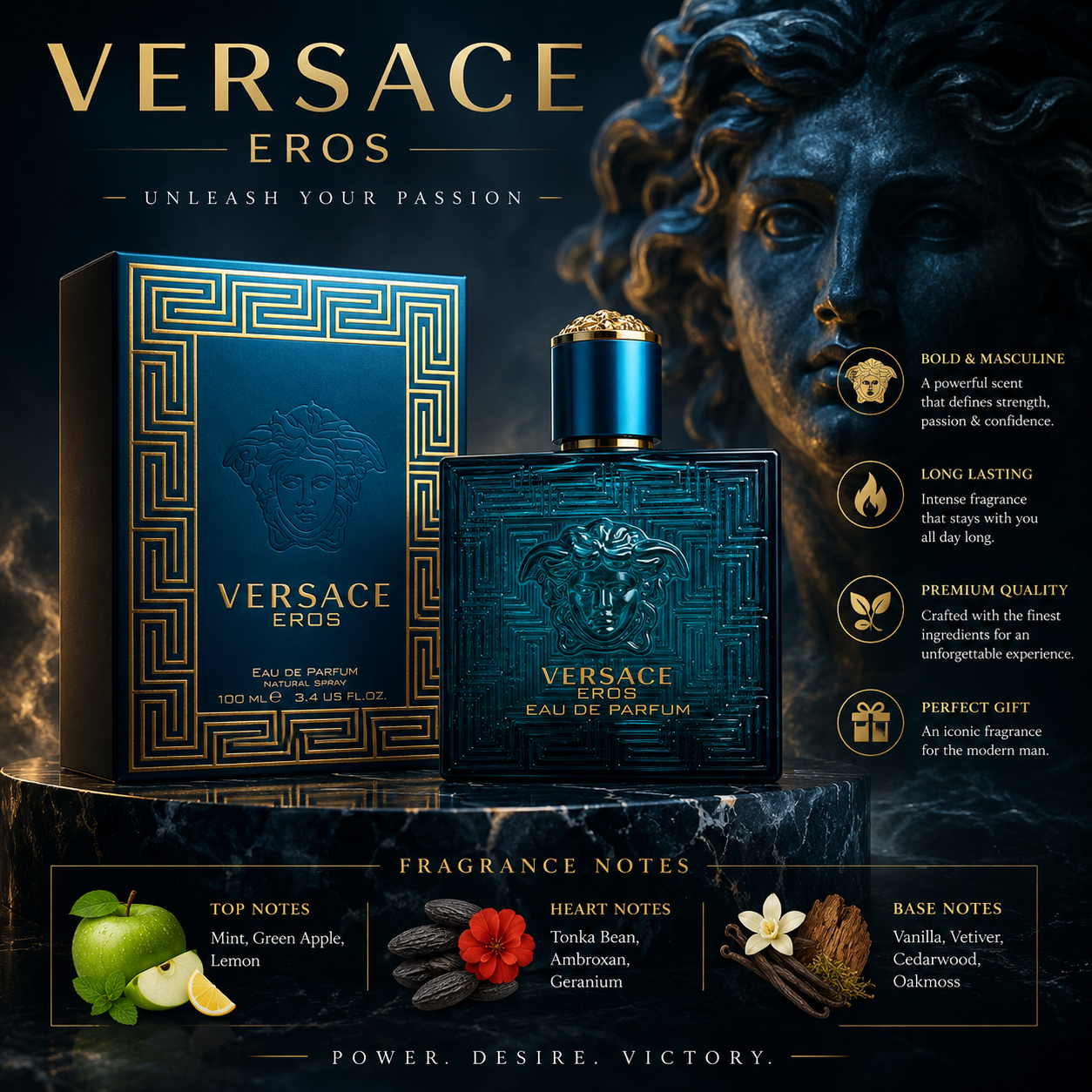 Versace Eros EDP 3.4oz Men's Cologne