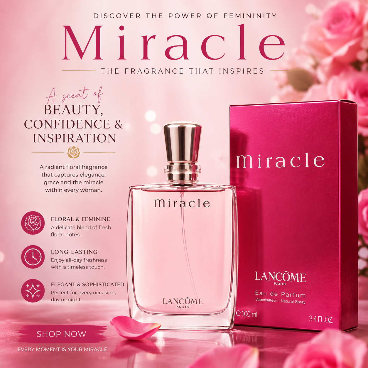 Lancôme Miracle Eau de Parfum Spray 100ml (3.4 fl oz) for Women
