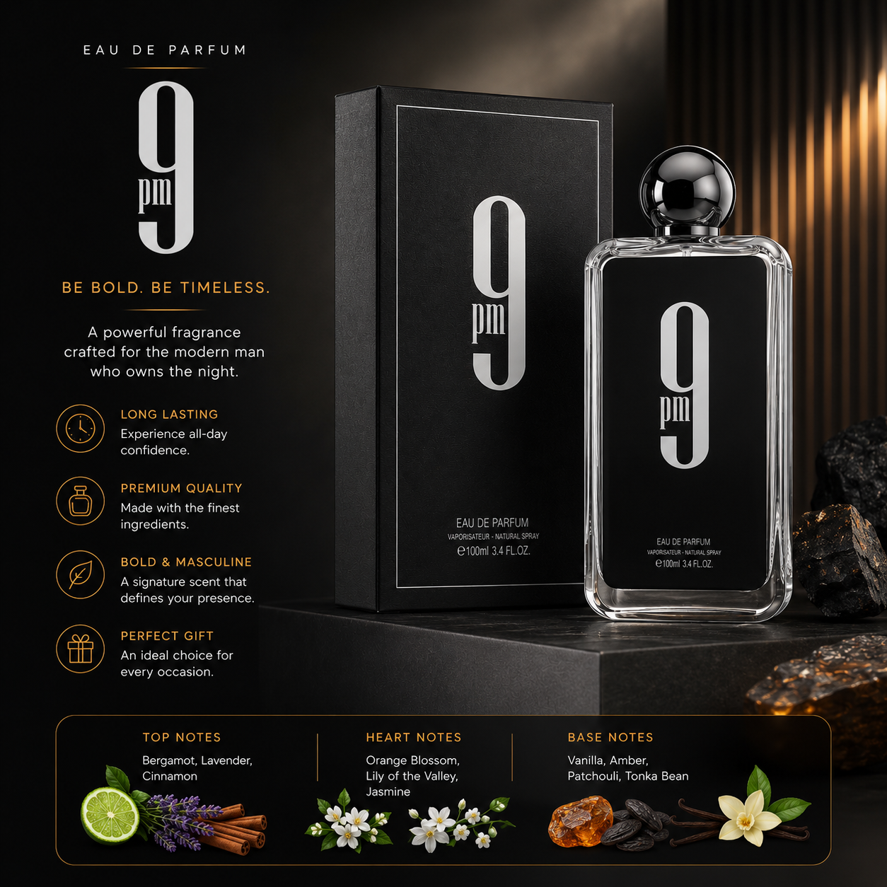 Afnan 9PM Black EDP 100ml – Rich & Seductive Men’s Fragrance