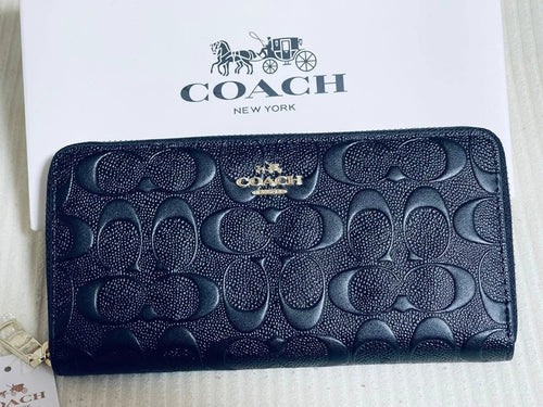 Coach Long Zip Around Wallet Black
