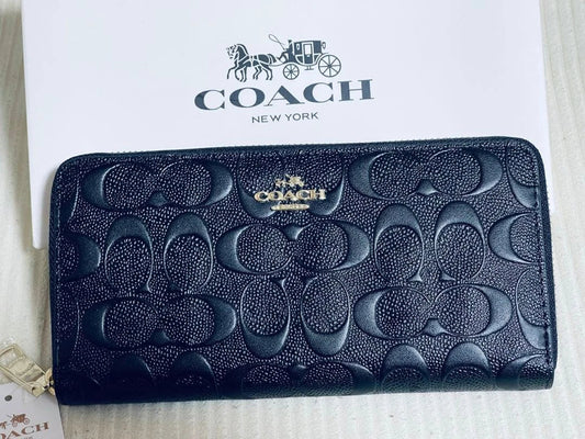 Coach Long Zip Around Wallet Black